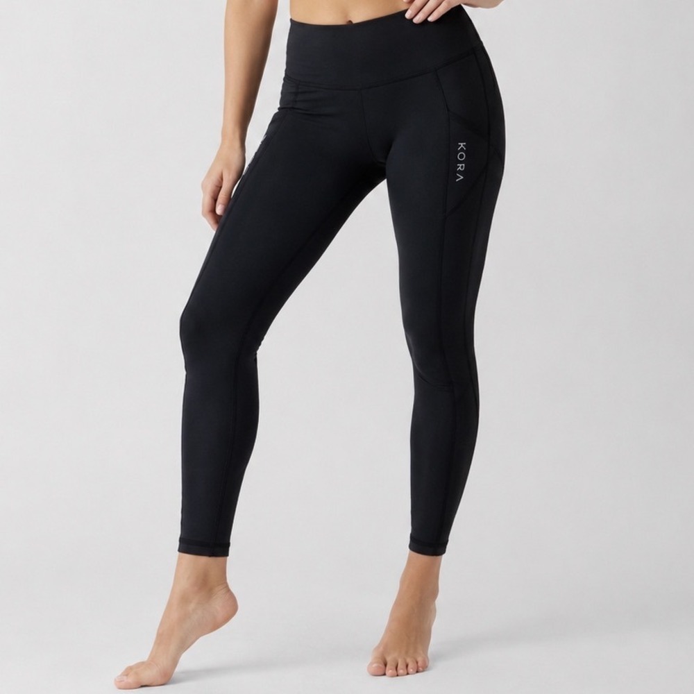 KORA Activewear Leggings Women Small Black Mesh Pockets High Waisted Athleisure